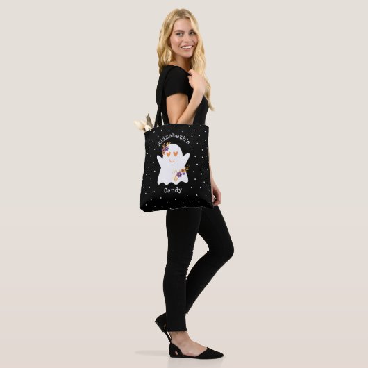 Cute Halloween Ghost Trick or treat Snoep Tote Bag (Op model)