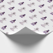 Cute Halloween Ghost Witch Gnome Pattern Cadeaupapier (Hoek)