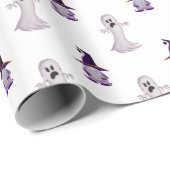 Cute Halloween Ghost Witch Gnome Pattern Cadeaupapier (Rol Hoek)