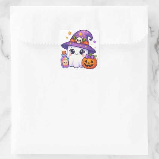Cute Halloween Ghost Witch Sticker – Kawaii Ghost  (Tas)