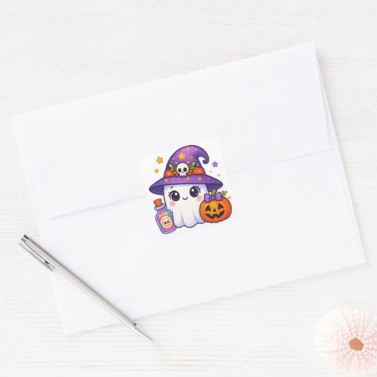 Cute Halloween Ghost Witch Sticker – Kawaii Ghost  (Envelop)