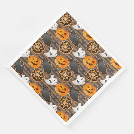 CUTE HALLOWEEN GHOSTS BATS SPIDER WEBS PUMPKINS SERVET (Hoek)
