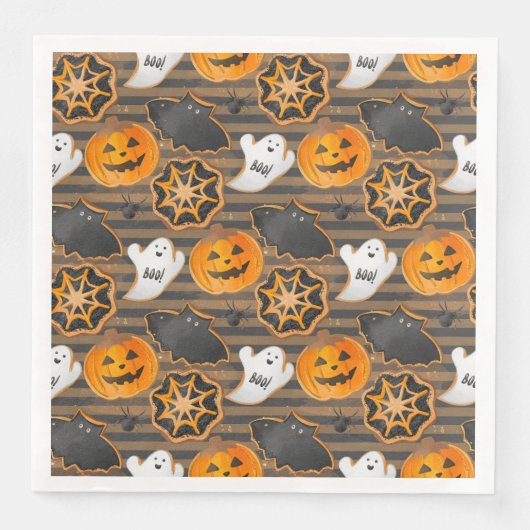CUTE HALLOWEEN GHOSTS BATS SPIDER WEBS PUMPKINS SERVET (Voorkant)