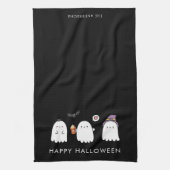 Cute Halloween Ghosts Black Theedoek (Verticaal)