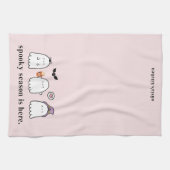 Cute Halloween Ghosts Spooky Season Pink Theedoek (Horizontaal)