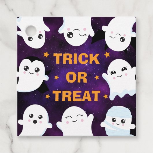 Cute Halloween Ghosts Trick or treat Bedankjes Labels (Voorkant)