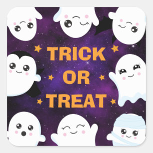 Cute Halloween Ghosts Trick or treat Vierkante Sticker