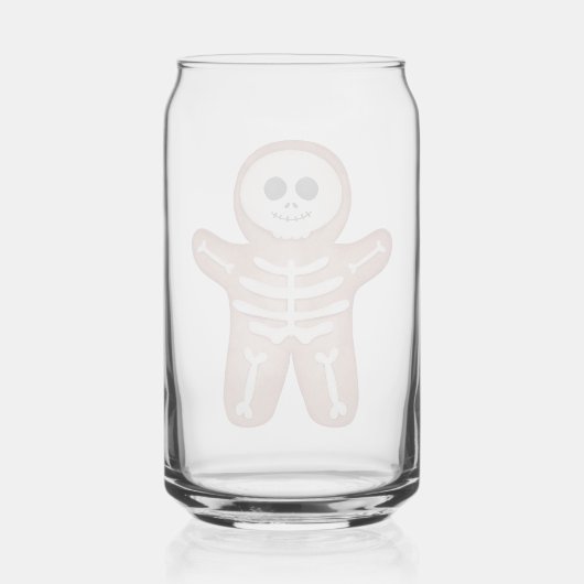 Cute Halloween Gingerbread Skeleton Cookie Blikvorm Glas (Voorkant)
