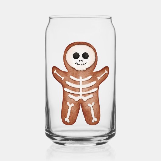 Cute Halloween Gingerbread Skeleton Cookie Blikvorm Glas (Achterkant)