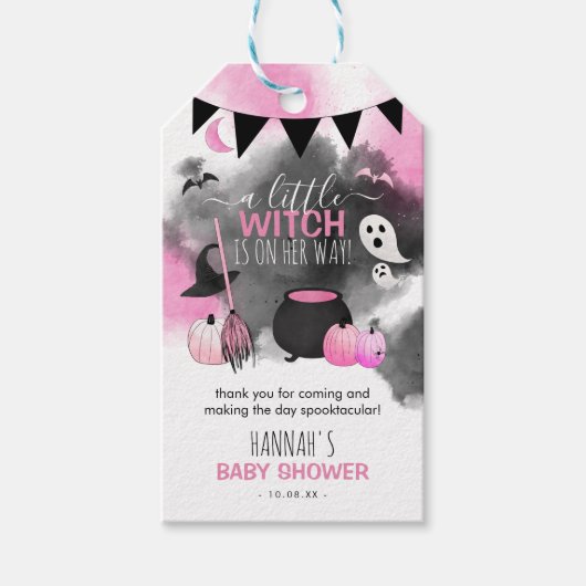 Cute Halloween Girls Pink Baby shower Bedankt Cadeaulabel (Voorkant)