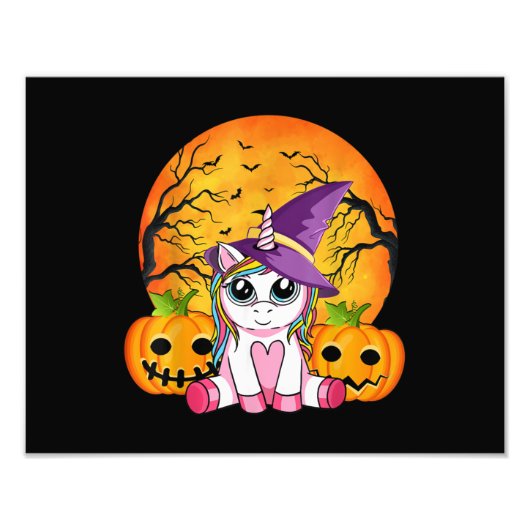 Cute Halloween Girls Witchy Unicorn Halloween Foto Afdruk (Voorkant)