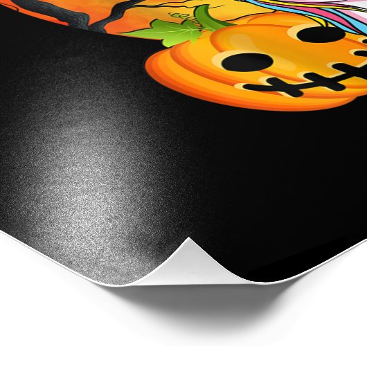 Cute Halloween Girls Witchy Unicorn Halloween Foto Afdruk (Hoek)