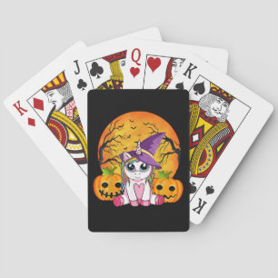 Cute Halloween Girls Witchy Unicorn Halloween Pokerkaarten