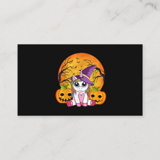 Cute Halloween Girls Witchy Unicorn Halloween Visitekaartje (Voorkant)