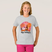 Cute Halloween Gnome and Ghost with Text Girl's T-shirt (Voorkant volledig)