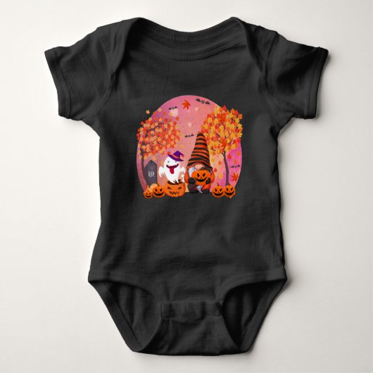 Cute Halloween Gnome en Ghost Baby Bodysuit (Voorkant)