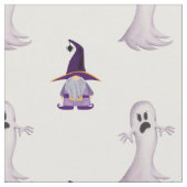 Cute Halloween Gnome Ghost Patroon Stof (Close Up)