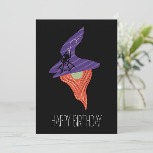 Cute Halloween Gnome Spider Happy Birthday Kaart (Staand voorkant)