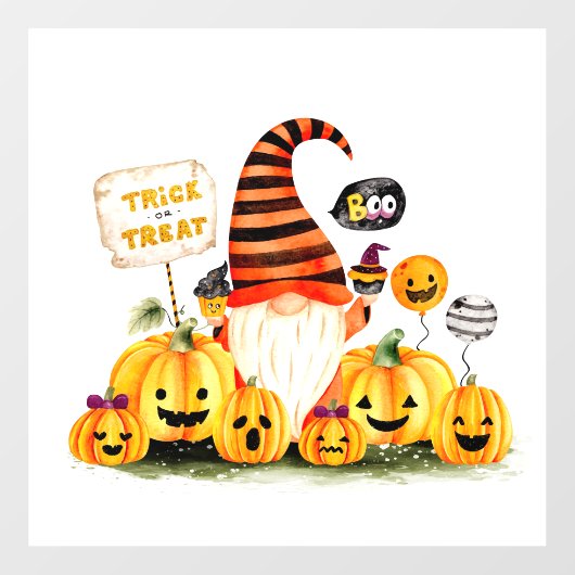 Cute Halloween Gnome Window Cling Raamsticker (Vel)