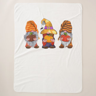 Cute Halloween Gnomes Autumn Pumpkins Herfst Holid Sherpa Deken