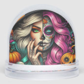 Cute Halloween Gothic Girl Sneeuwbol (Voorkant)