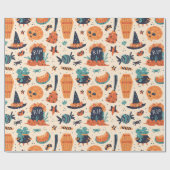 Cute Halloween Gravestone & Cauldrons Cadeaupapier (Vlak)
