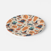 Cute Halloween Gravestone & Cauldrons Papieren Bordje (Gekanteld)