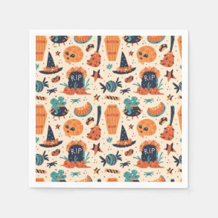 Cute Halloween Gravestone & Cauldrons Servet