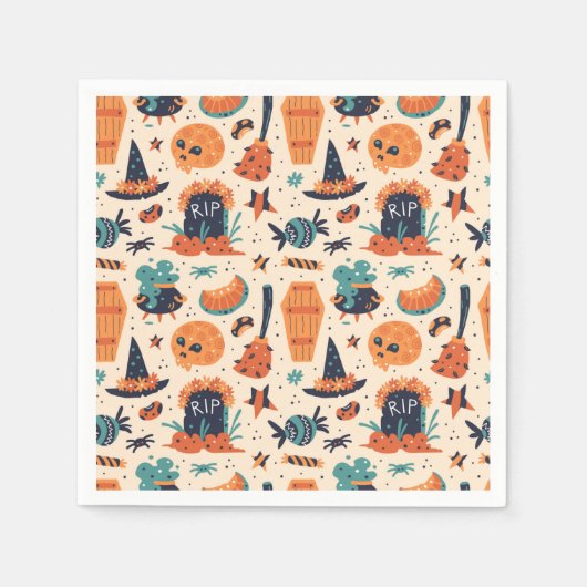 Cute Halloween Gravestone & Cauldrons Servet (Voorkant)