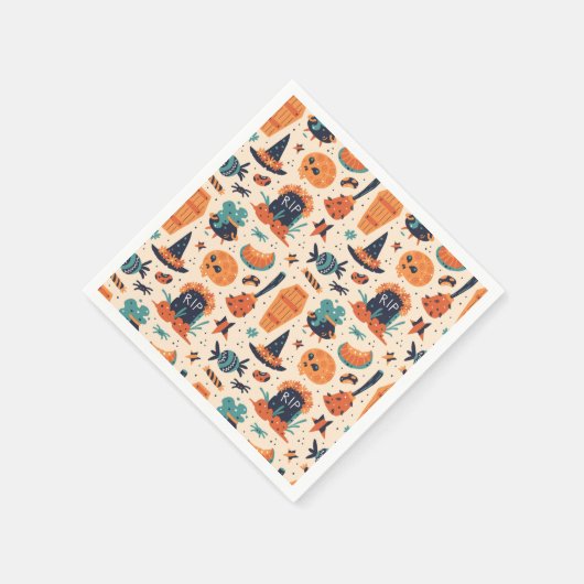 Cute Halloween Gravestone & Cauldrons Servet (Hoek)