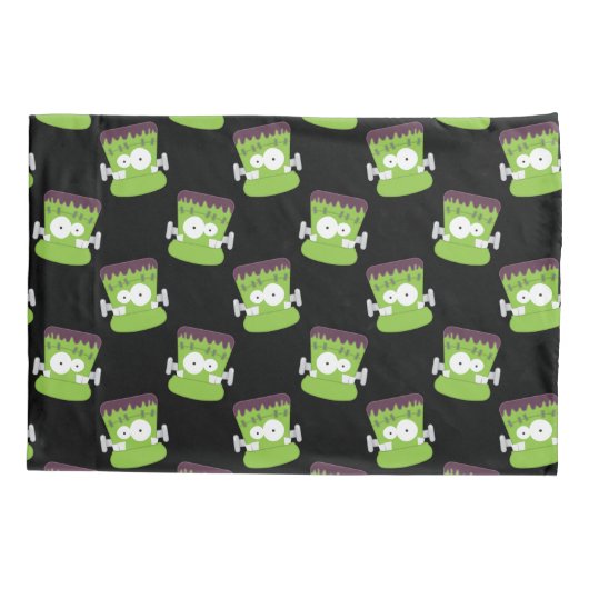 Cute Halloween Green Frankenstein Monster Pattern Kussensloop (Achterkant)
