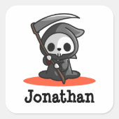 Cute Halloween Grim Reaper Ghost Name Vierkante Sticker (Voorkant)