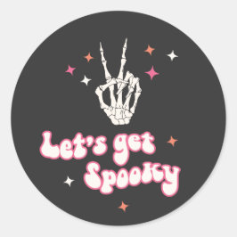 Cute Halloween Groovy Skeleton Ronde Sticker