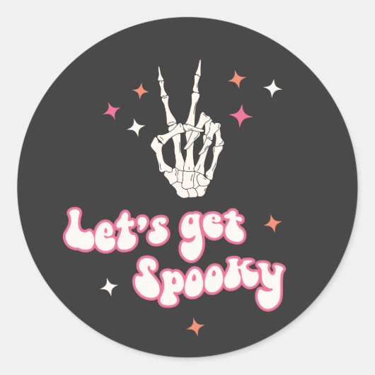 Cute Halloween Groovy Skeleton Ronde Sticker (Voorkant)