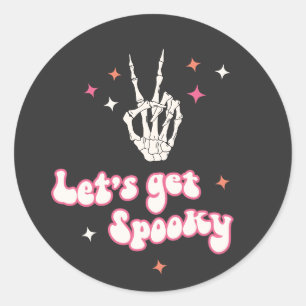 Cute Halloween Groovy Skeleton Ronde Sticker