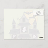 Cute Halloween haunted house en kleine heks Briefkaart (Achterkant)