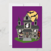 Cute Halloween haunted house en kleine heks Kaart (Achterkant)