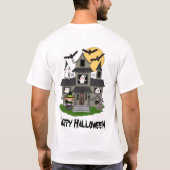 Cute Halloween haunted house en kleine heks T-shirt (Achterkant)