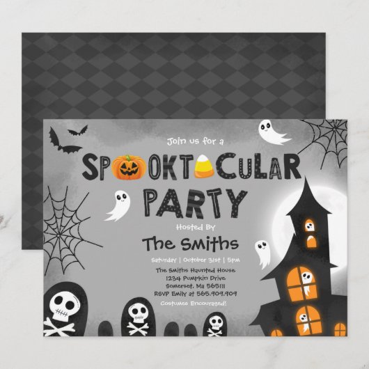 Cute Halloween Haunted House Spooktacular Kaart (Voorkant / Achterkant)