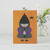 Cute Halloween Heksenkaart of Uitnodiging (Staand voorkant)