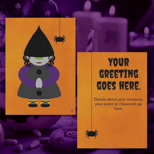 Cute Halloween Heksenkaart of Uitnodiging