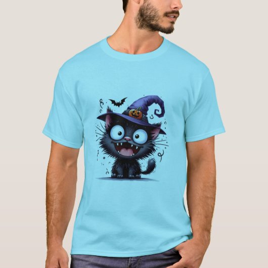 Cute Halloween Heksenkat Pompoen Hoed Sticker ✨🐾� T-shirt (Voorkant)