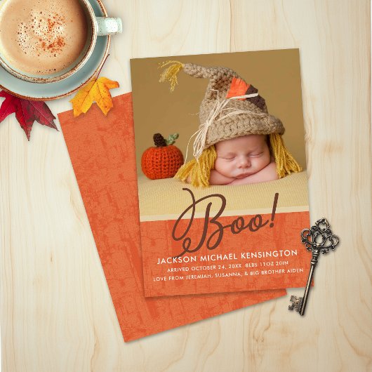 Cute Halloween Herfst Autumn Baby Birth Foto Aankondiging