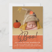 Cute Halloween Herfst Autumn Baby Birth Foto Aankondiging (Voorkant)