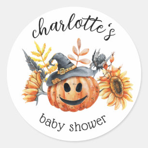 Cute Halloween Herfst Autumn Pumpkin Baby shower Ronde Sticker