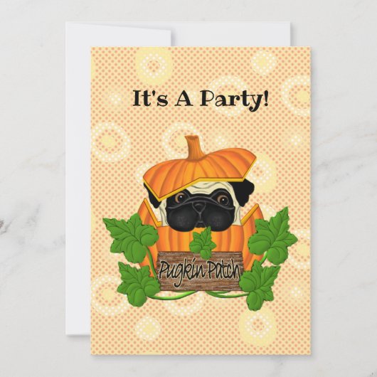Cute Halloween Herfst Pug Pugkin Pumpkin Patch Kaart (Voorkant)