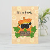 Cute Halloween Herfst Pug Pugkin Pumpkin Patch Kaart (Staand voorkant)