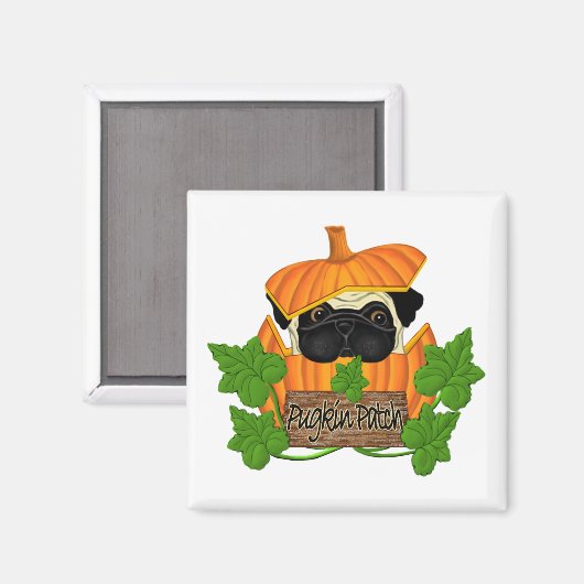 Cute Halloween Herfst Pug Pugkin Pumpkin Patch Magneet (Voorkant / Achterkant)