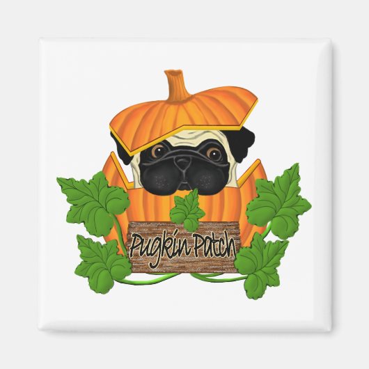 Cute Halloween Herfst Pug Pugkin Pumpkin Patch Magneet (Voorkant)