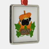 Cute Halloween Herfst Pug Pugkin Pumpkin Patch Metalen Ornament (Rechts)